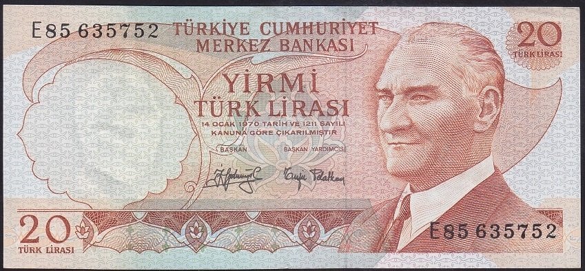 6.EMİSYON 3.TERTİP 20 LİRA E85 635752 ÇOK ÇOK TEMİZ +