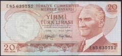 6.EMİSYON 3.TERTİP 20 LİRA E85 635752 ÇOK ÇOK TEMİZ +