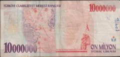 7.Emisyon 10 000 000 Lira A35 409445 Çok Temiz