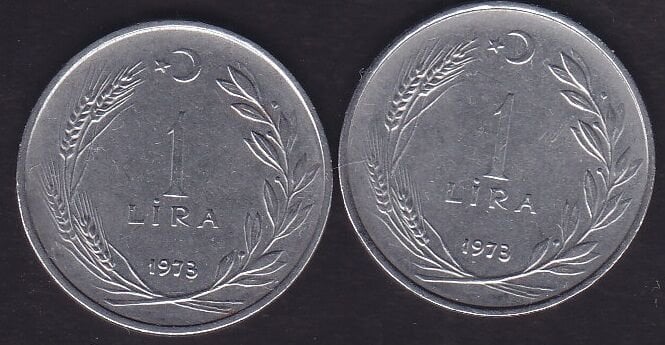 1973 Yılı 1 Lira (Ters Düz Takım)