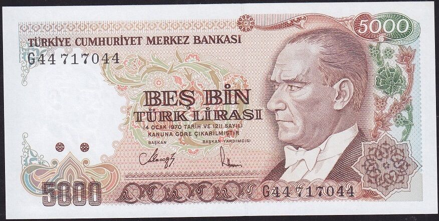 7.Emisyon 4.Tertip 5000 Lira G44 717044 Çil
