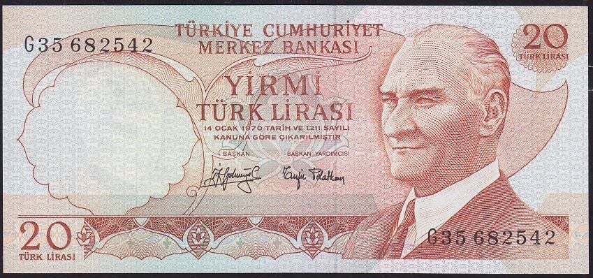 6.Emisyon 3.Tertip 20 Lira G35 682542 Çil