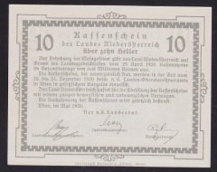 AVUSTURYA 10 HELLER NOTGELD 1920 ÇİL