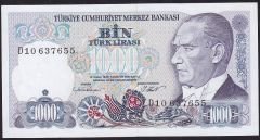 7.Emisyon 1.Tertip 1000 Lira D10 637655 Çilaltı Çil