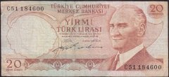 6.Emisyon 2.Tertip 20 Lira C51 184600 Çok Temiz