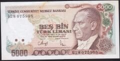 7.Emisyon 4.Tertip 5000 Lira G28 075908 Çilaltı