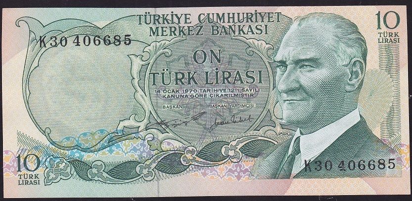 6.Emisyon 2.Tertip 10 Lira K30 406685 Çilaltı Çil