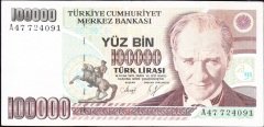 7.Emisyon 1.Tertip 100000 Lira A47 724091 Çok Çok Temiz +