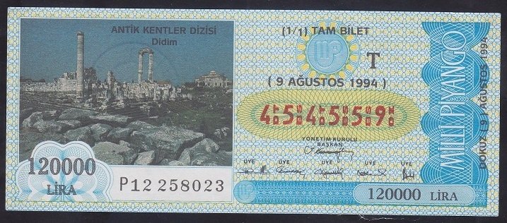 1994 9 AĞUSTOS TAM BİLET T SERİSİ