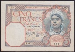 CEZAYİR 5 FRANK 1941 ÇÇT