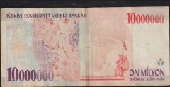7.Emisyon 10 000 000 Lira A38 019485 Çok Temiz