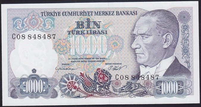 7.EMİSYON 1.TERTİP 1000 LİRA C08 848487 ÇİLALTI ÇİL