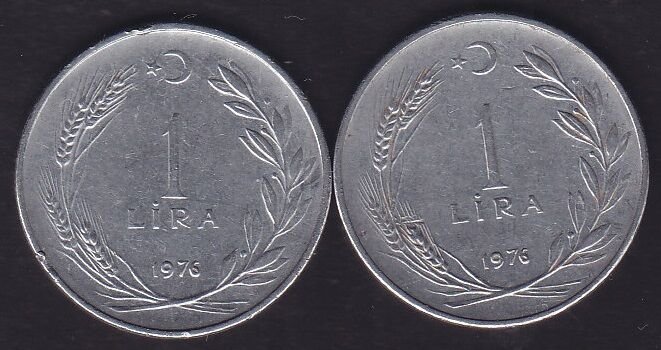 1976 Yılı 1 Lira (Ters Düz Takım)