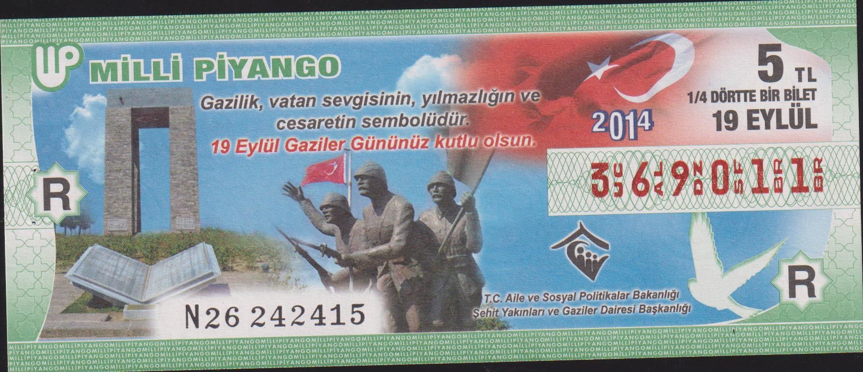 2014 19 Eylül Çeyrek Bilet - R Serisi