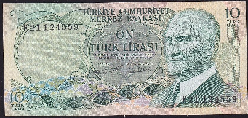 6.Emisyon 2.Tertip 10 Lira K21 124559 Çok Temiz+