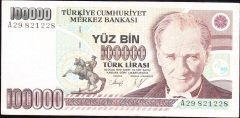 7.Emisyon 1.Tertip 100000 Lira A29 821228 Çok Temiz +