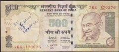 Hindistan 500 Rupees 2010 Çok Temiz