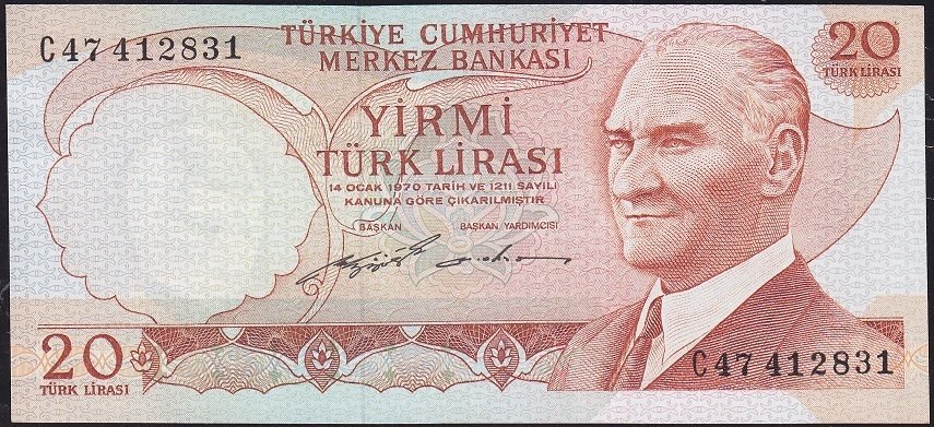 6.Emisyon 2.Tertip 20 Lira C47 412831 Ççt Çilaltı