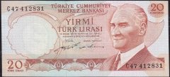 6.Emisyon 2.Tertip 20 Lira C47 412831 Ççt Çilaltı