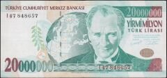 7.Emisyon 20 000 000 Lira I47 848657 Çok Temiz+