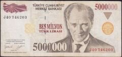 7.Emisyon 5 000 000 Lira J40 746203 Haliyle