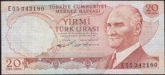 6.EMİSYON 2.TERTİP 20 LİRA E55 342180 ÇOK TEMİZ + eski para