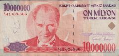 7.Emisyon 10 000 000 Lira A41 626566 Çok Temiz