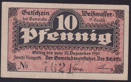 ALMANYA 10 PFENNİNG NOTGELD 1920 ÇİLALTI