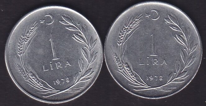 1978 Yılı 1 Lira (Ters Düz Takım)