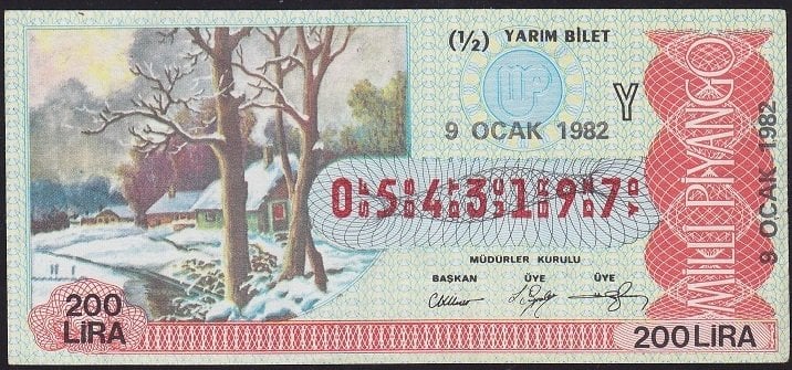 1982 9 Ocak Yarım Bilet - Y Serisi