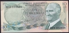 6.Emisyon 2.Tertip 10 Lira K08 093856 Ççt Çilaltı