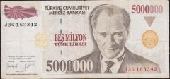 7.Emisyon 5 000 000 Lira J36 163342 Çok Temiz