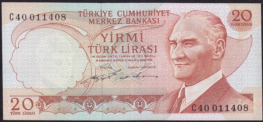 6.Emisyon 2.Tertip 20 Lira C40 011408 Çilaltı