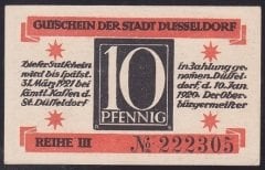 ALMANYA 10 PFENNİNG NOTGELD 1921 ÇİL
