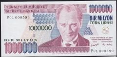 7.Emisyon 2.Tertip 1 000 000 Lira P01 000599 Çil İlk Bin Parası