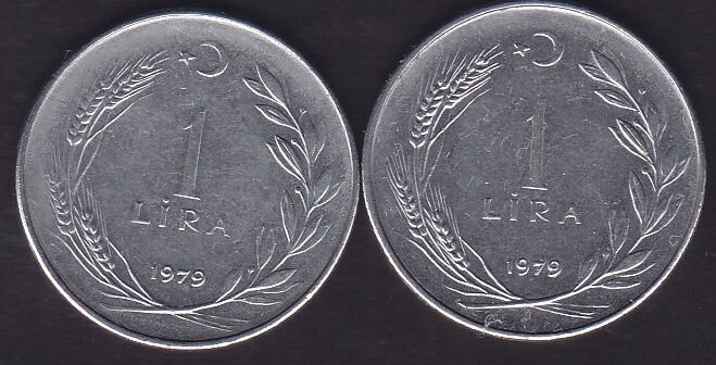 1979 Yılı 1 Lira (Ters Düz Takım)
