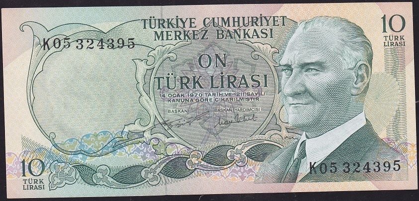 6.Emisyon 2.Tertip 10 Lira K05 324395 Çilaltı