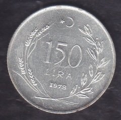 1978 YILI 150 LİRA GÜMÜŞ ÇİLALTI ÇİL