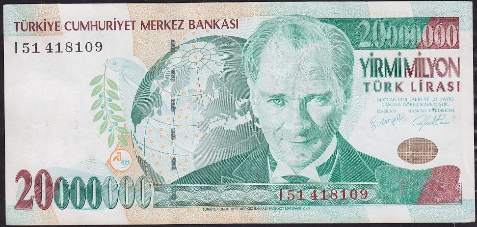 7.Emisyon 20 000 000 Lira I51 418109 Çok Temiz+