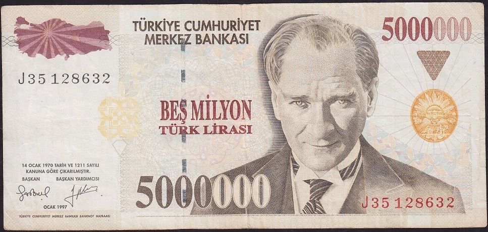 7.Emisyon 5 000 000 Lira J35 128632 Çok Temiz