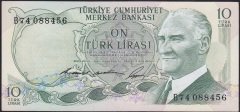 6.EMİSYON 1.TERTİP 10 LİRA B74 088456 ÇİL