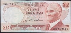 6.Emisyon 2.Tertip 20 Lira C30 137140 Çok Çok Temiz+