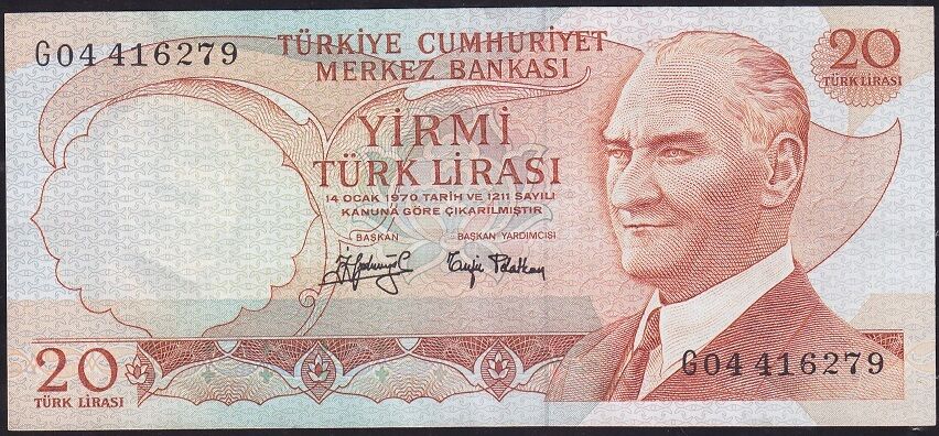 6.Emisyon 3.Tertip 20 Lira G04 416279 Çok Temiz+