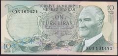 6.Emisyon 2.Tertip 10 Lira K03 161471 Çok Çok Temiz+