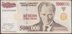 7.Emisyon 5 000 000 Lira J34 672985 Çok Temiz