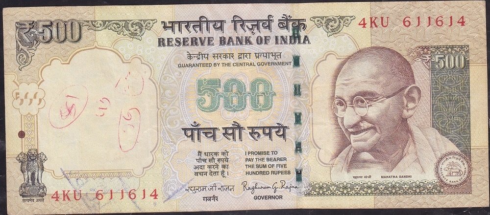 Hindistan 500 Rupees 2014 Çok Temiz