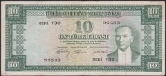 5.Emisyon 3.Tertip 10 Lira Y30 99593 Çok Temiz