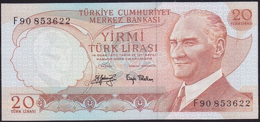 6.Emisyon 3.Tertip 20 Lira F90 853622 Çilaltı Çil