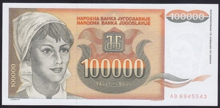 Yugoslavya 100000 Dinar 1993 Çil