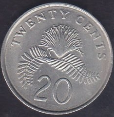 SİNGAPUR 20 CENT 1989